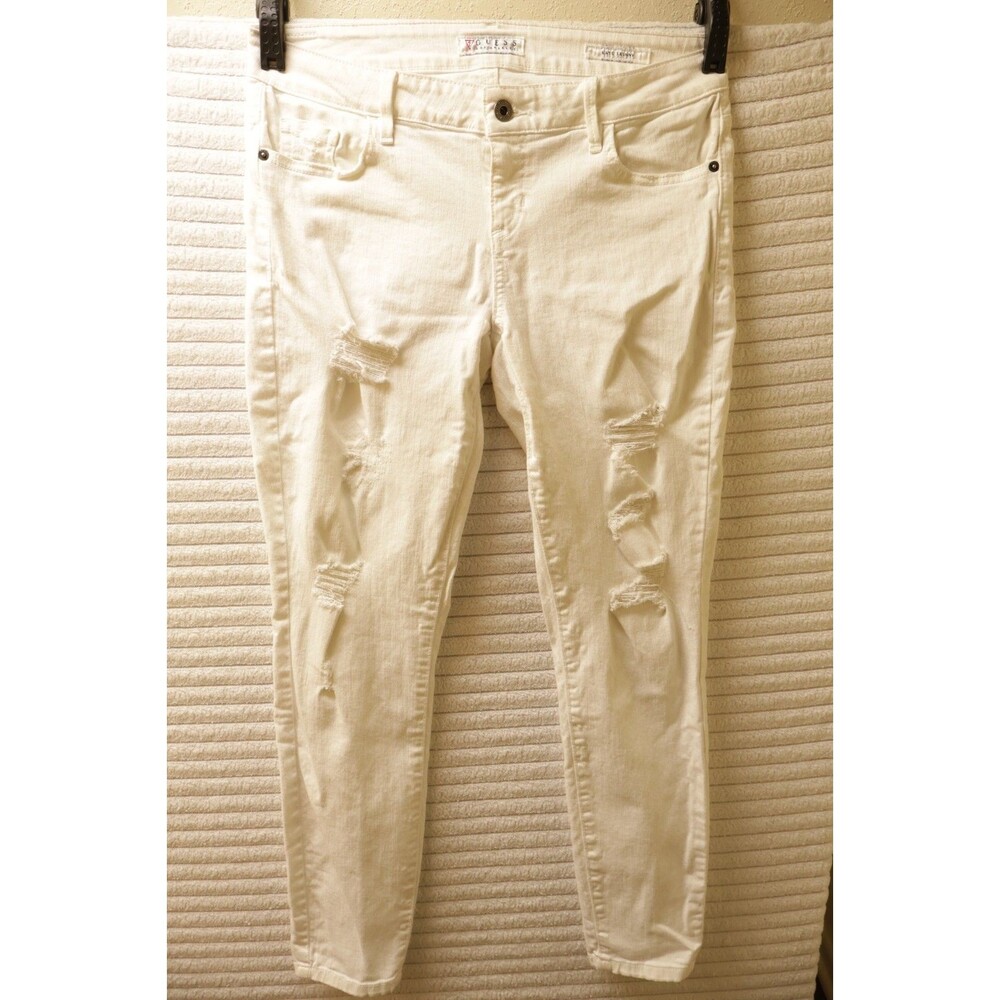 Guess Kate Skinny Jeans Womens 29 White Distressed Ripped Denim Pants